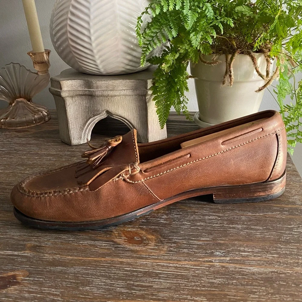 Cole Haan Mens Leather Tassel‎ Loafers Casual Slip On Brown Tan 12 D Tan Brown